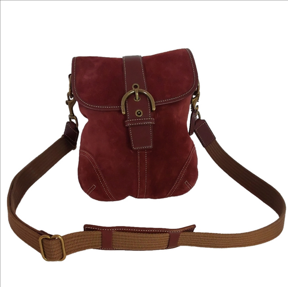 Coach Rust Brown Suede Crossbody Bag - Picture 2 of 16